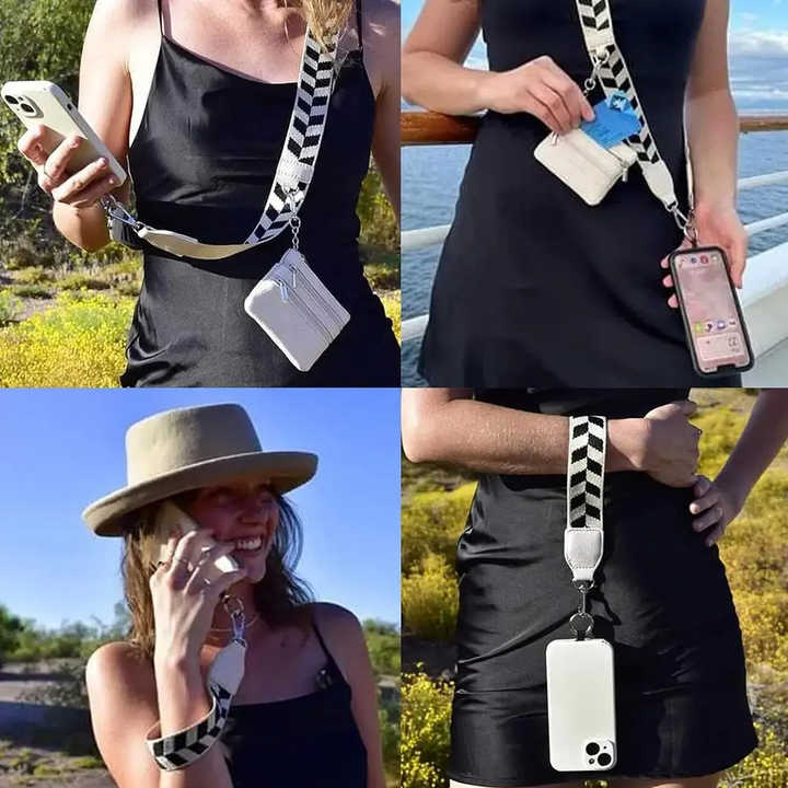 Black and White Patchwork Adjustable Crossbody Strap with Mini Pouch - Versatile Replacement Shoulder Strap โ image 6