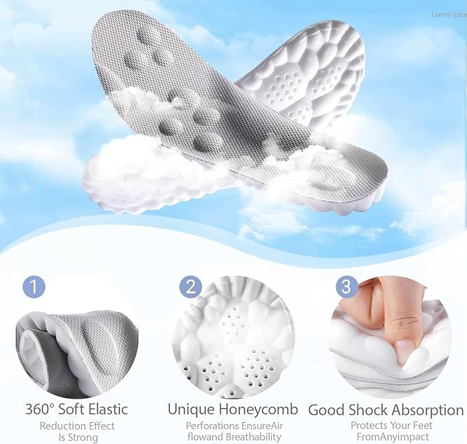 3 Pairs Green and Grey 4D Cloud Insoles for Men and Women Insoles Super Soft Anti-Fatigue, Shock Absorption, Relieve Foot Pain (AU 16–17) — image 3