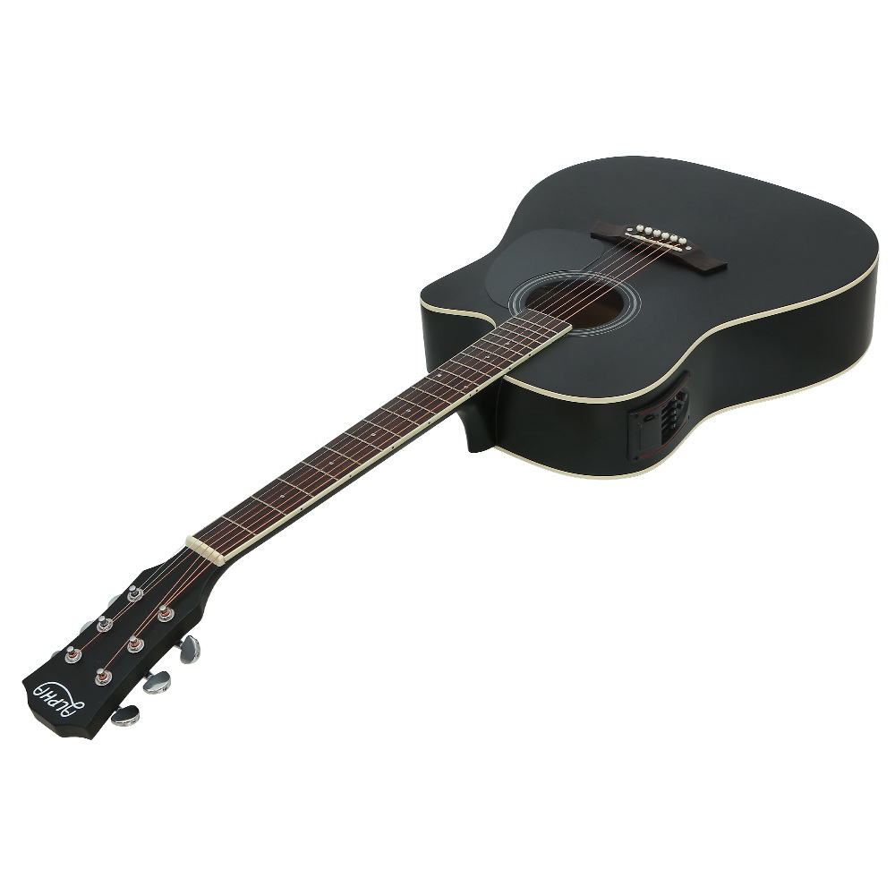 Alpha 41 Inch Acoustic Guitar Equaliser Electric Output Jack Cutaway Black β image 3
