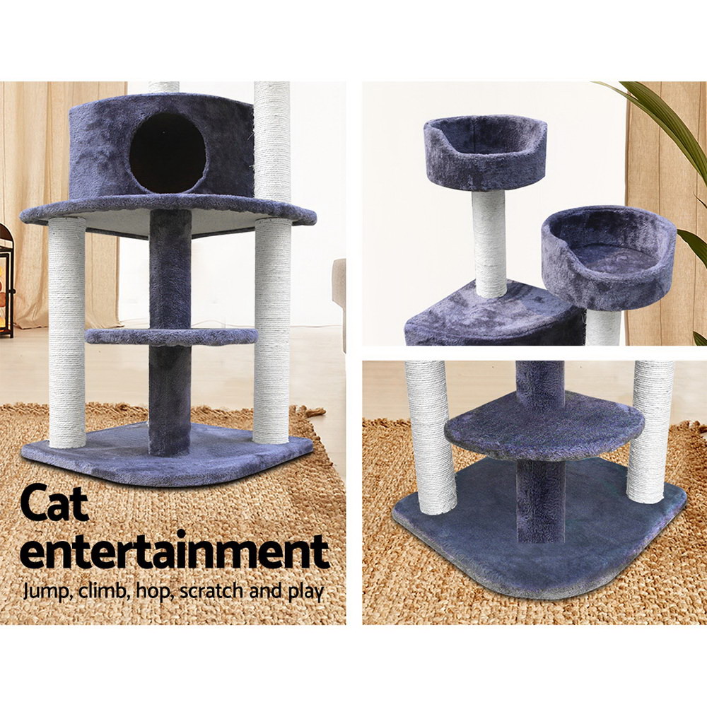 i.Pet Cat Tree 126cm Tower Scratching Post Scratcher Condo Trees House Grey โ image 5