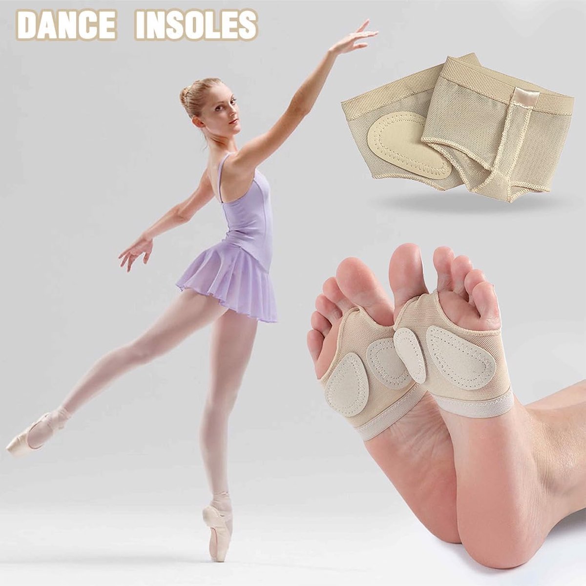 Forefoot Cushion - Heel Insoles - Anti-Slip Forefoot Insoles Heel Protection - Toe Protector Cushion - Anti-Slip Sock Pads - Fit All - Shock Absorbing - Set of — image 2