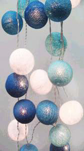 1 Set of 20 LED Blue 5cm Cotton Ball Battery Powered String Lights Christmas Gift Home Wedding Party Boys Bedroom Decoration Indoor Table Centrepiece โ image 4