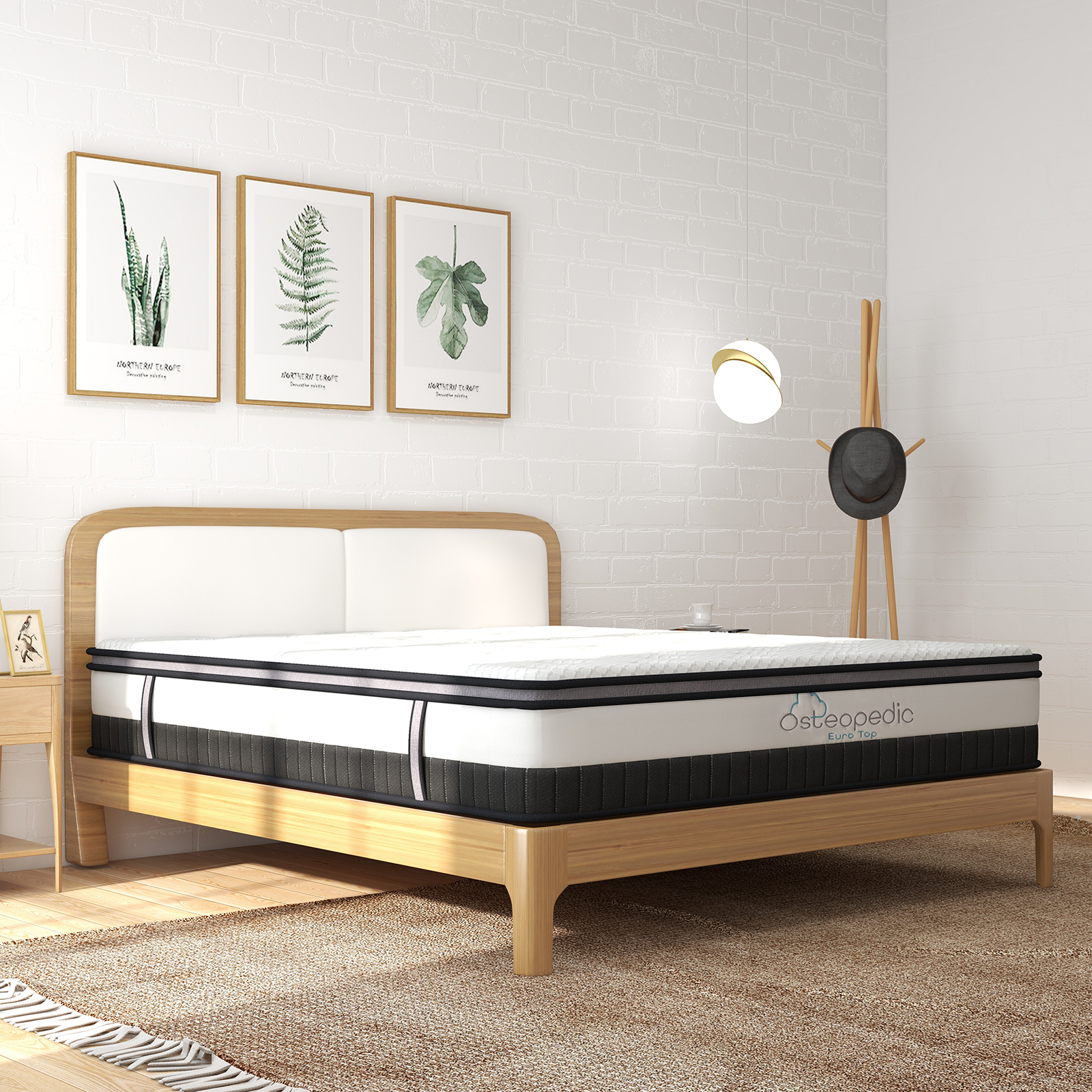 Osteopedic Euro Top Mattress Pocket Spring Medium Firm Hybrid Design Bed 30CM - Single - White — image 5