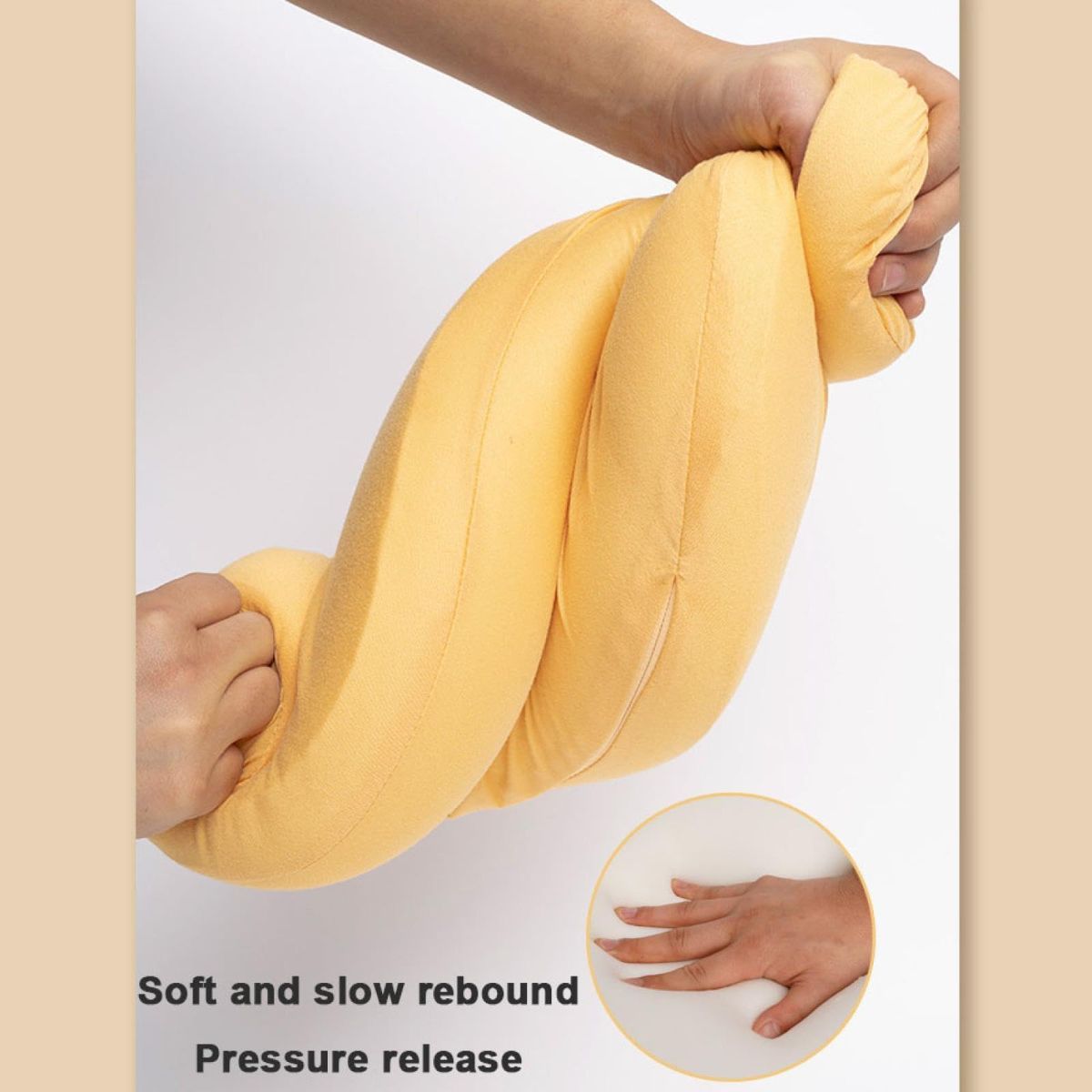Soft and Comfortable Cat Belly Pillow Home Memory Foam Pillow Cervical Deep Sleep Memory Pillow High Pillow - Yellow - Size 55 * 35 * 11cm โ image 4