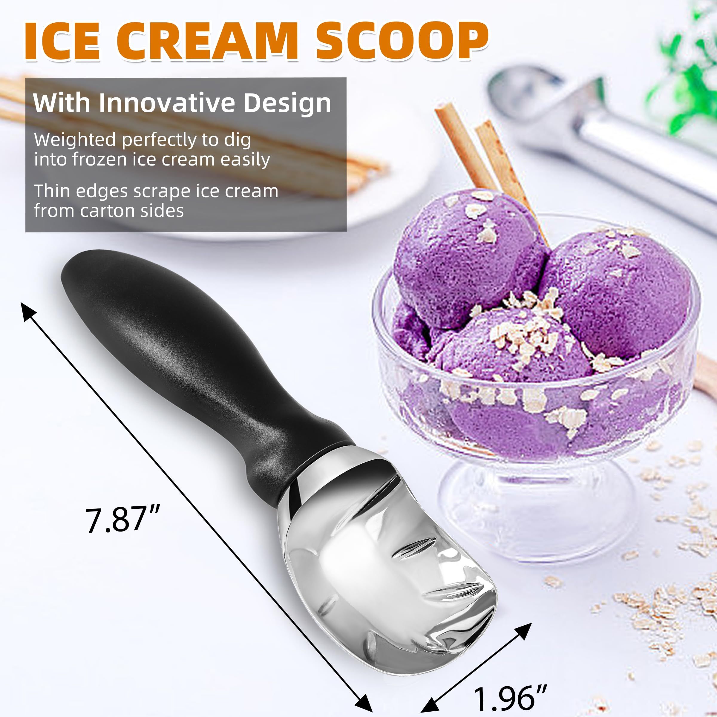 Ice Cream Scoop with Comfortable Grip Handle, Heavy Duty Stainless Steel, Ice Cream Scooper (Black) — image 2