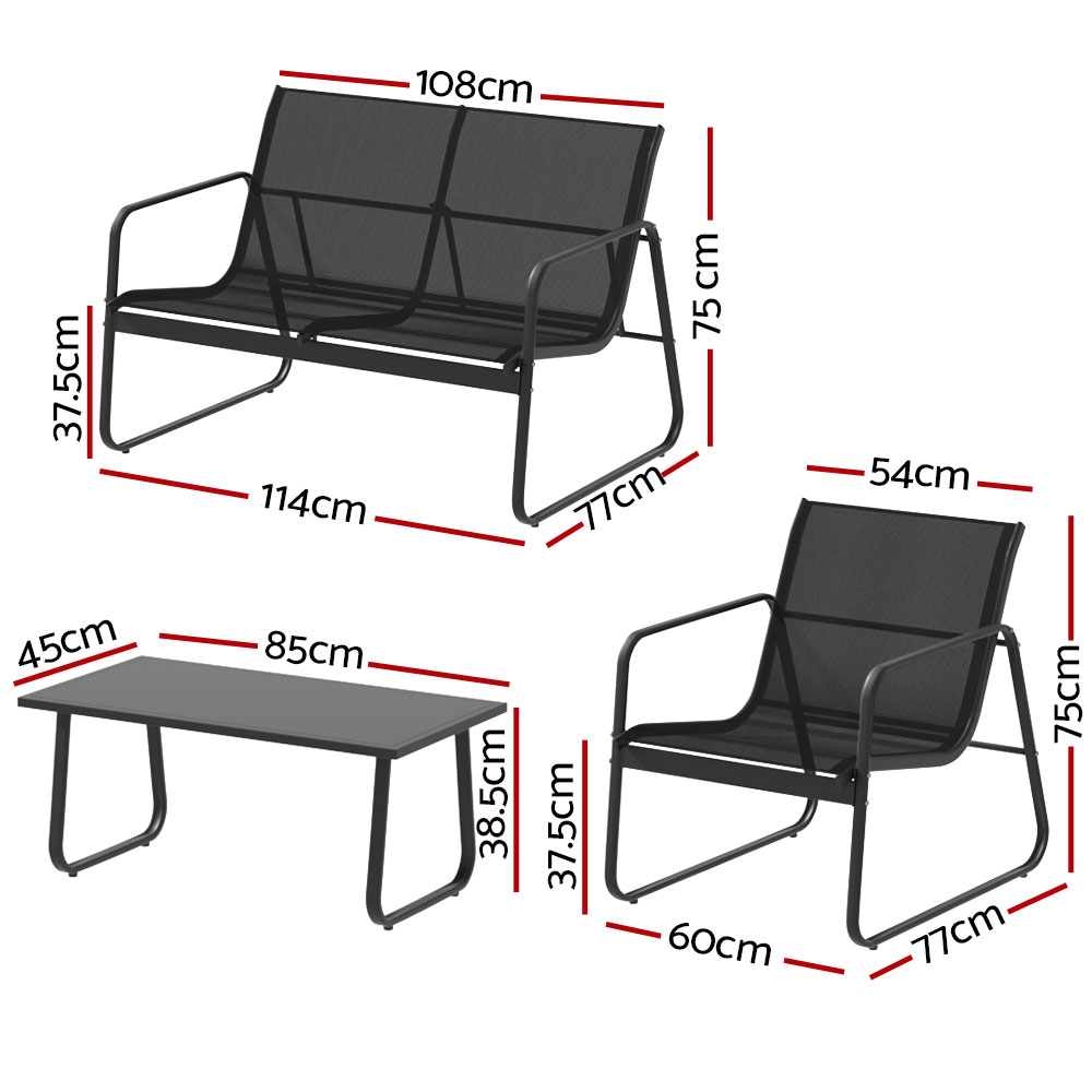 Gardeon Outdoor Sofa Set Lounge Setting Textilene Table and Chairs Garden Patio Furniture โ image 2
