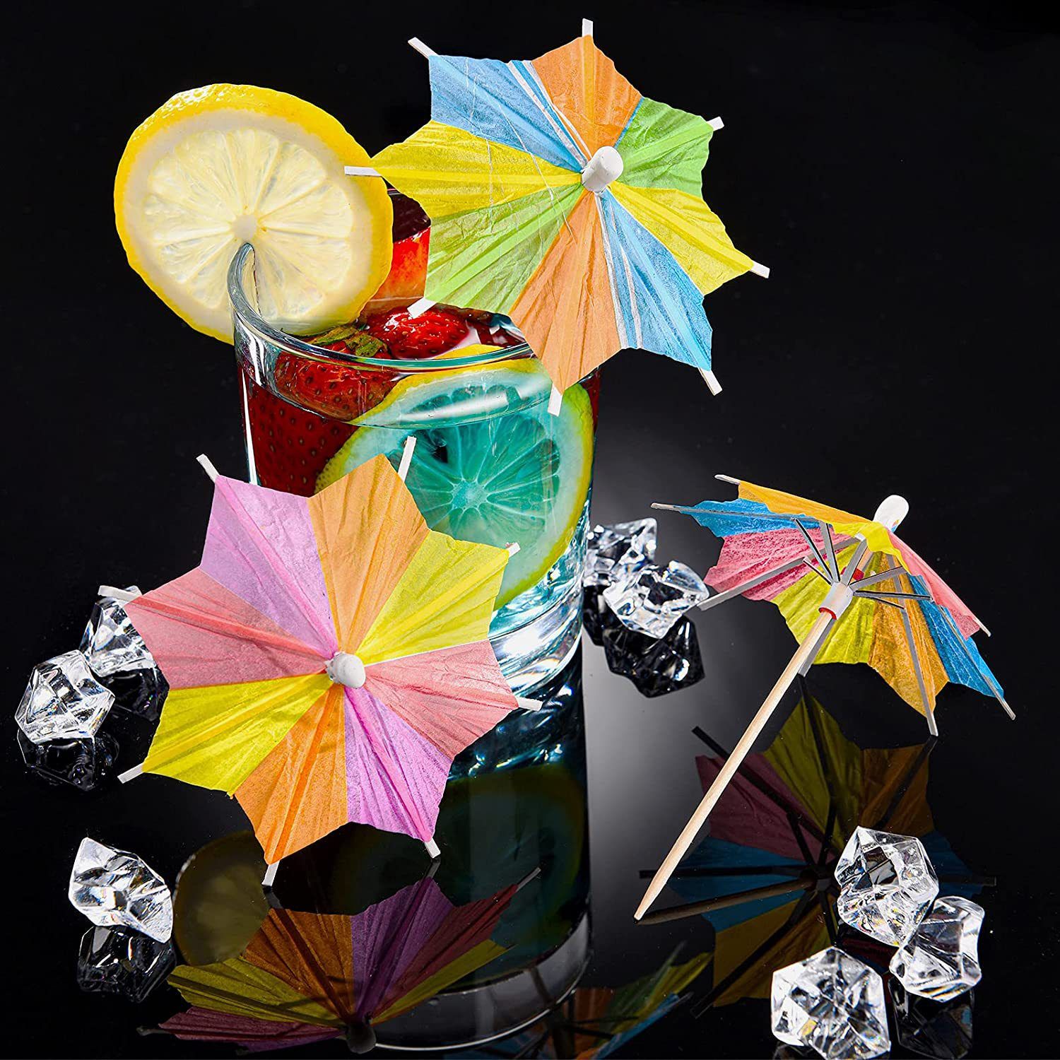 10 PCS Colorful Paper Umbrellas, Cocktail Parasol Picks, Cupcake Toppers Picks Cupcake Toppers for Summer Hawaiian Umbrella Sticks — image 4