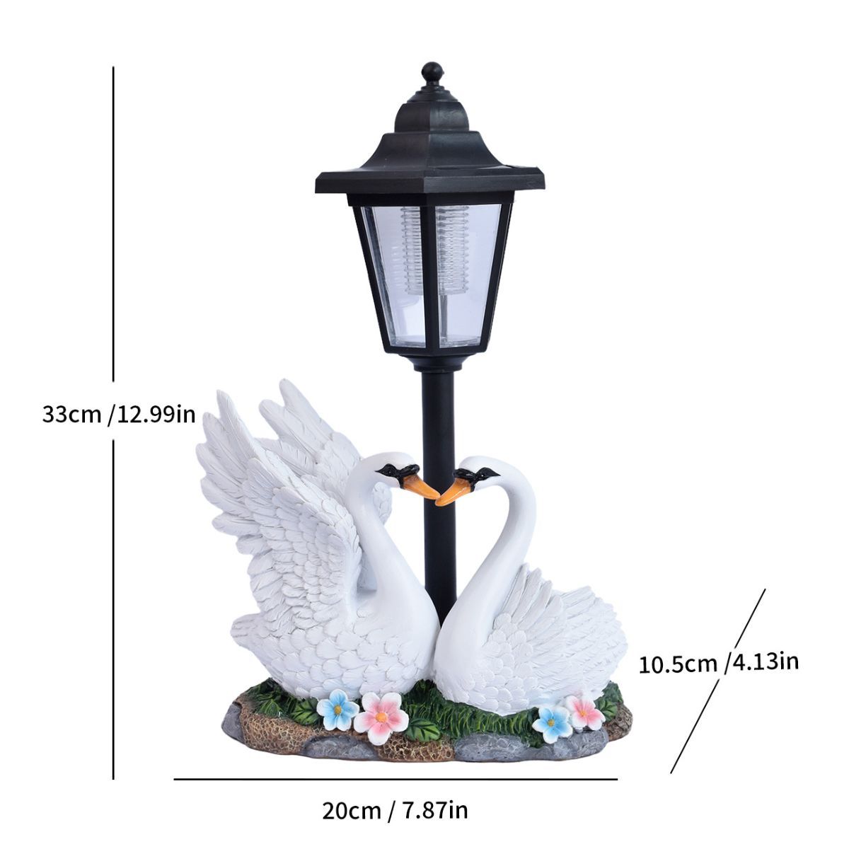 Resin Hummingbird Solar Lamp Outdoor Garden Sculpture Couple Hummingbird - Multi-color - Size 59