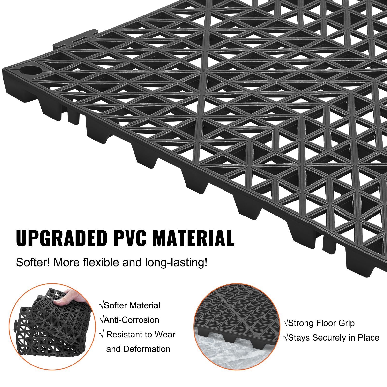 Modular Interlocking Cushion, 55 Pack 30 x 30 cm Splicing Drainage Mats, PVC Interlocking Drainage Floor Tiles, Non-Slip Drainage Holes for Restroom, Bathroom โ image 3