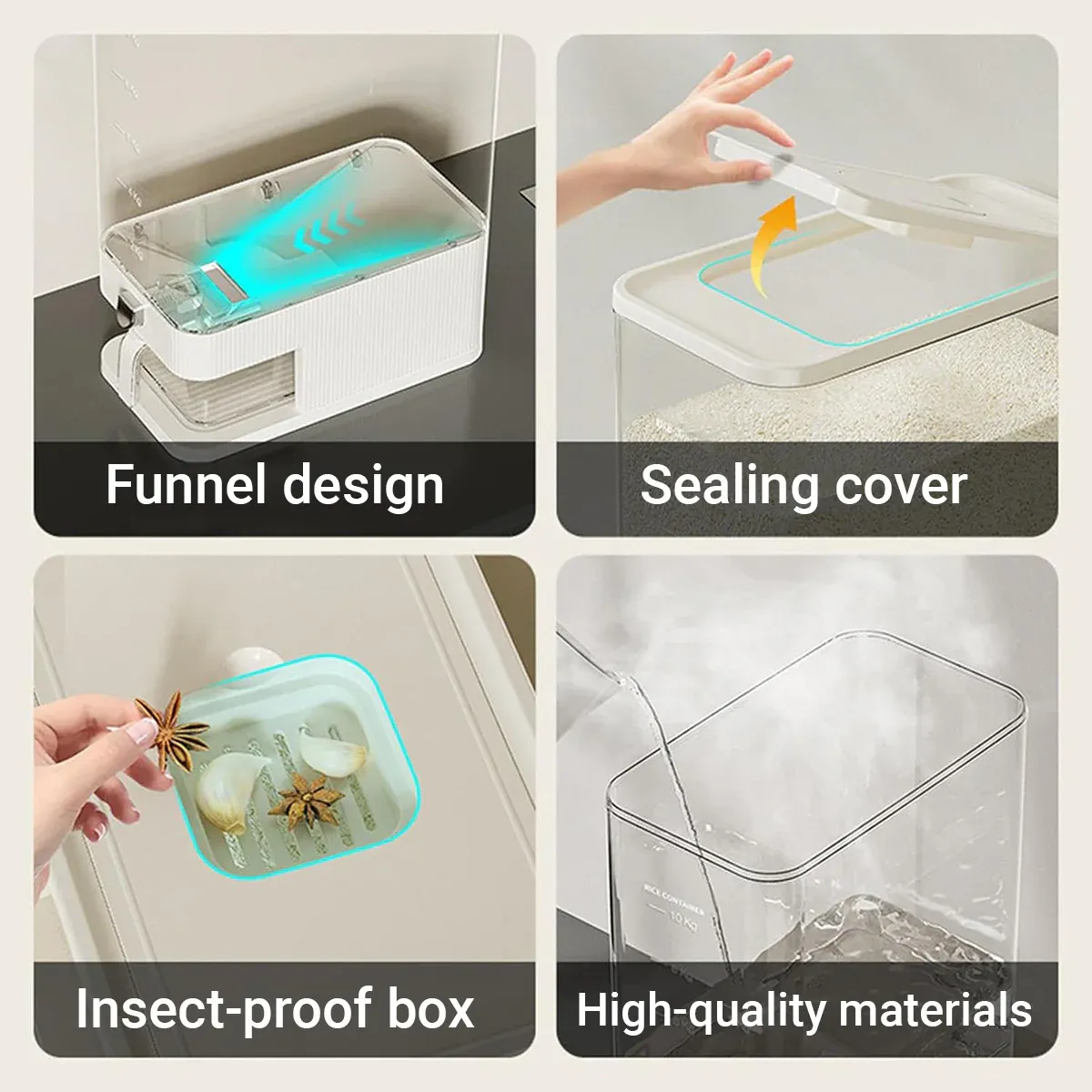 Rice Cereal Dispenser 10KG Grain Container Auto Food Storage Box Measuring Cup โ image 4