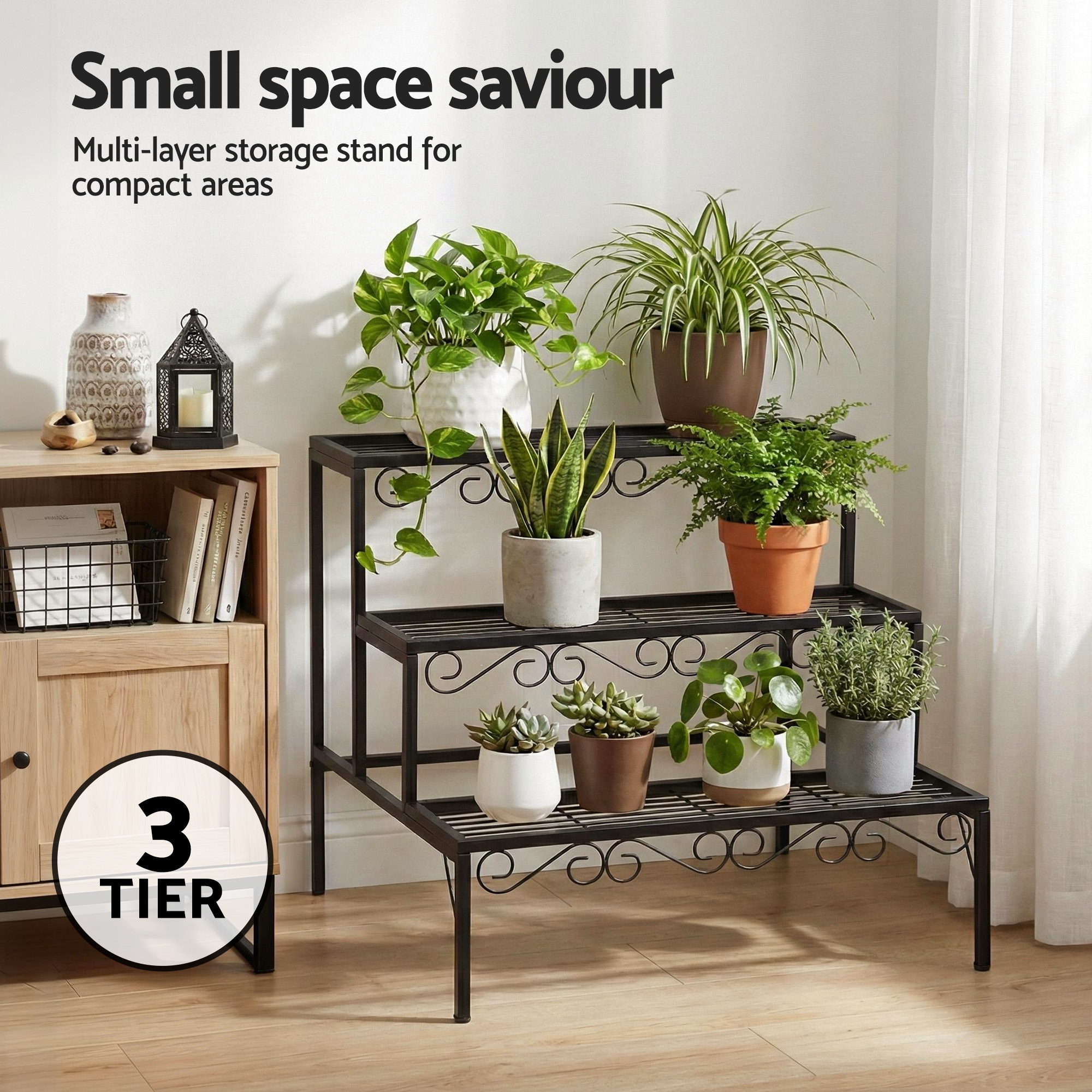 Artiss Plant Stand 3 Tier Metal Corner Plant Shelf Multiple Flower Holder Rack โ image 5