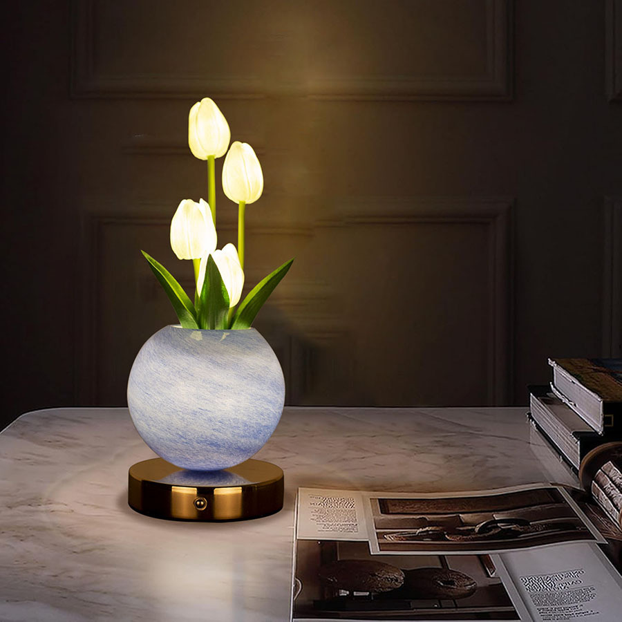 Blue Tulip Night Light - Floral Table Lamp for Bedroom Ambiance โ image 5