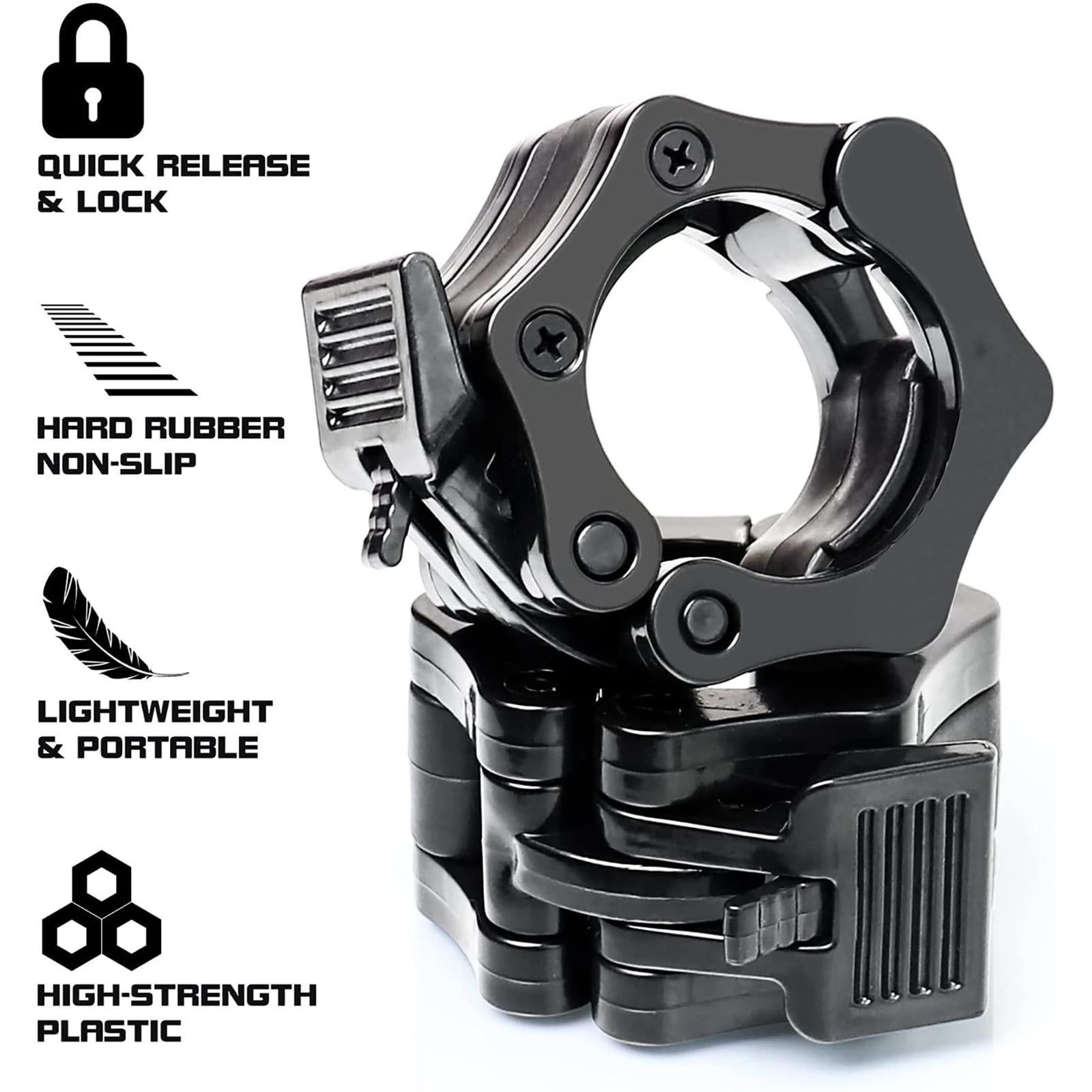 Barbell Clamps Black 2 Inch Quick Release Weight Bar Collars 1 Pair — image 2
