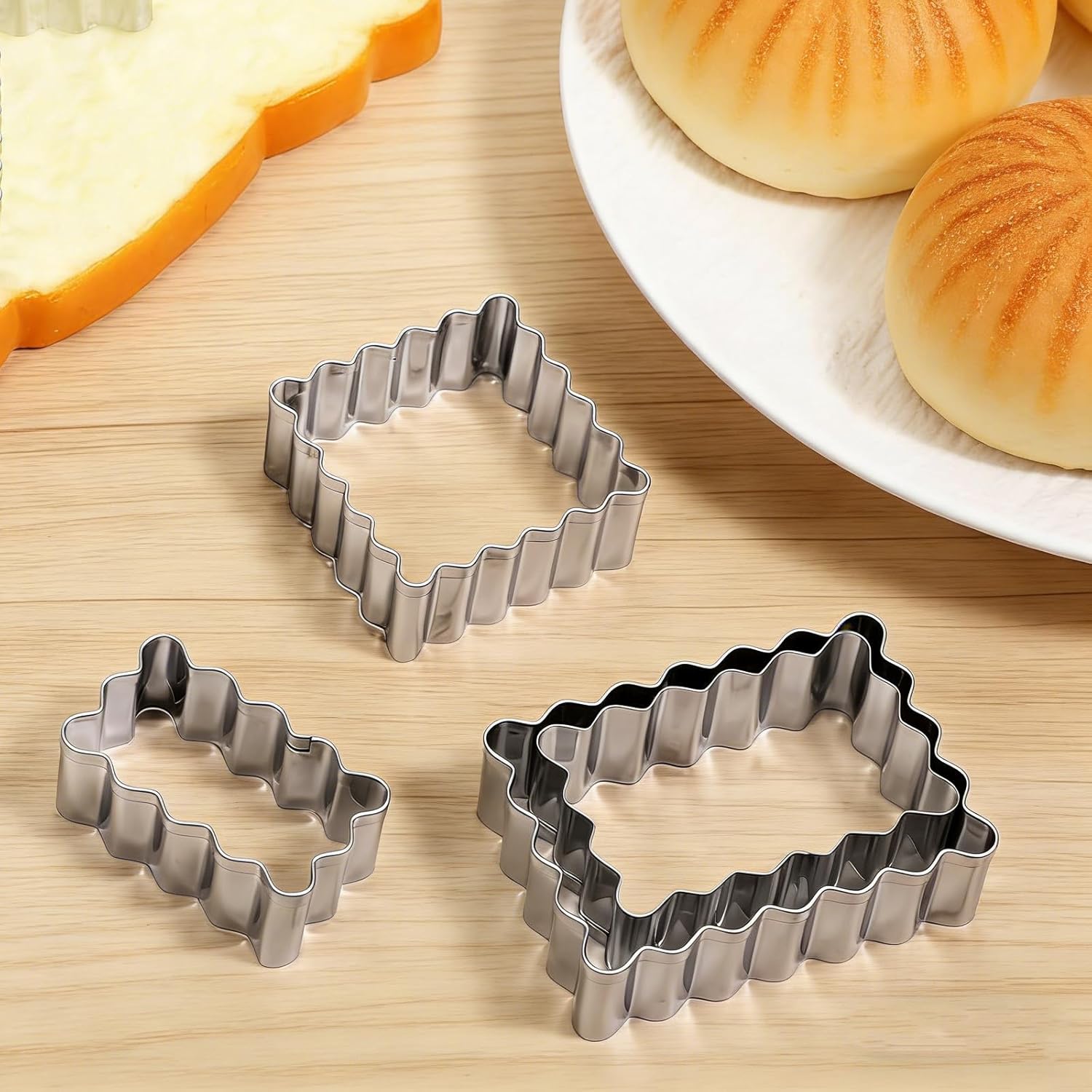 6 Pcs Scalloped Cookie Cutter Set, Square Cookie Cutter, Wavy Rectangle Cookies Cutters Set Scalloped Cutters Reusable Cookies Mold with Jagged Edge Design for โ image 5