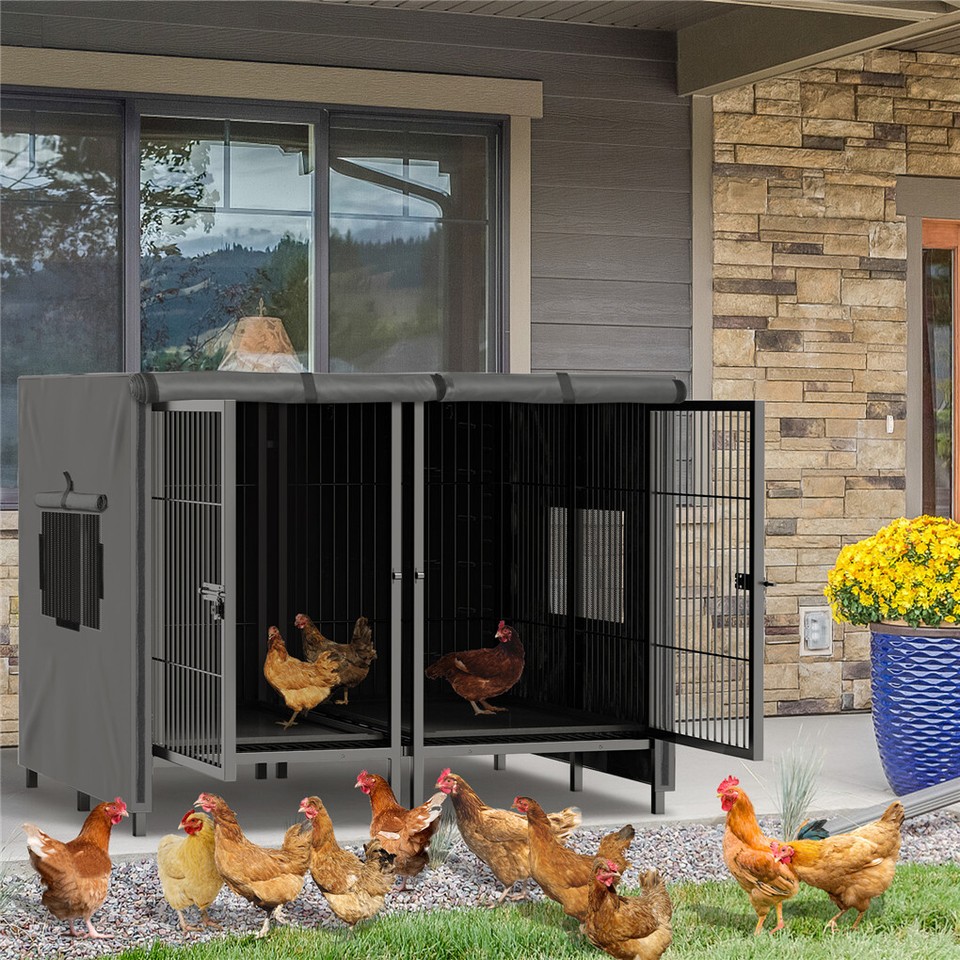 Giant Dog Cage Indoor Outdoor Super-Hard Metal Kennel Pet Playpen W Tray&Divider — image 6