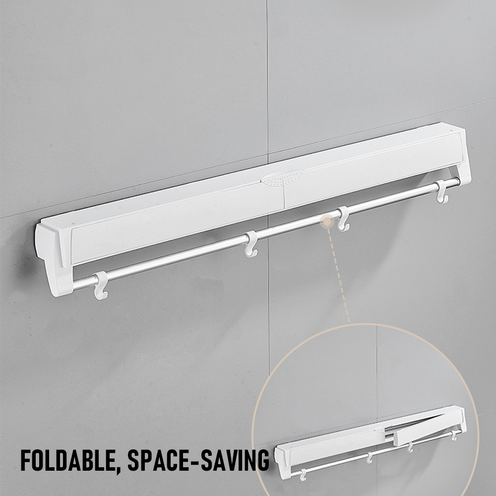 Alston Wall Mounted Drying Rack Clothes Airer Space Saver Folding Dryer Bearing Capacity 12KG Foldable Rail With Hooks Indoor Outdoor Balcony Laundry White — image 3