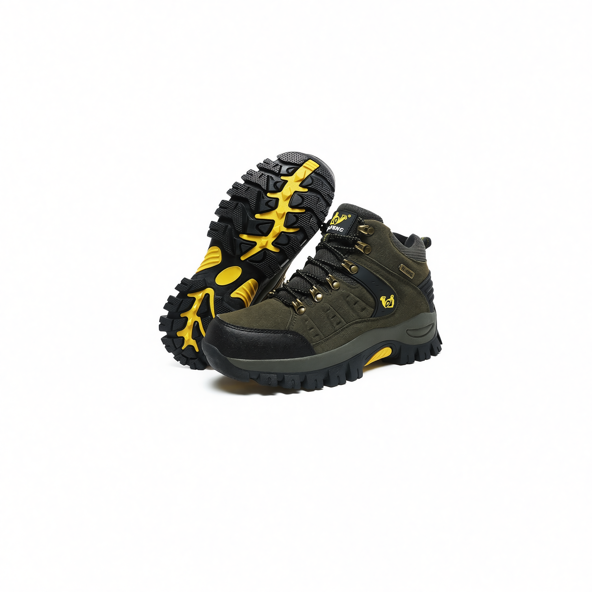 QIFENG Men Women Hiking Shoes High Top Breathable Dark green 45 — image 3