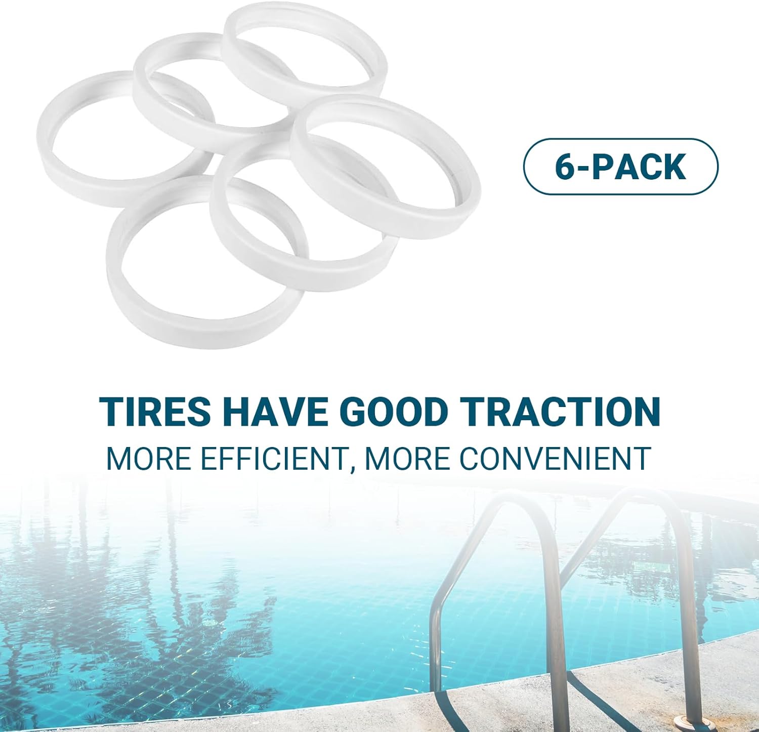 (6-Pack) The Exact Pool Cleaner Tire Replacement - Compatible with Polaris 180, 280, 360, 380, C10 and C-10 | Made of Premium, Heavy Duty Rubber - Improving β image 5