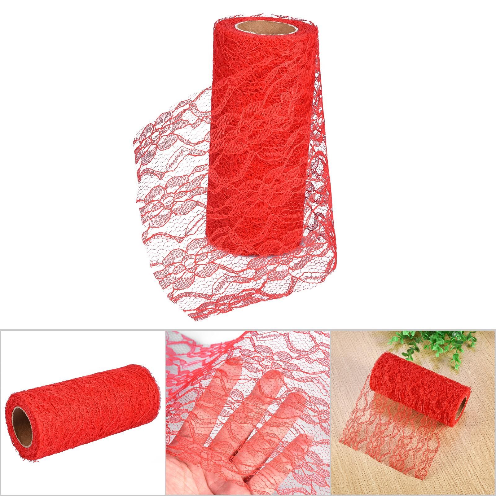 10 Yard Long Wedding Party Decoration Table Runner Chair Sash Floral Lace Tulle Roll (Red) โ image 5