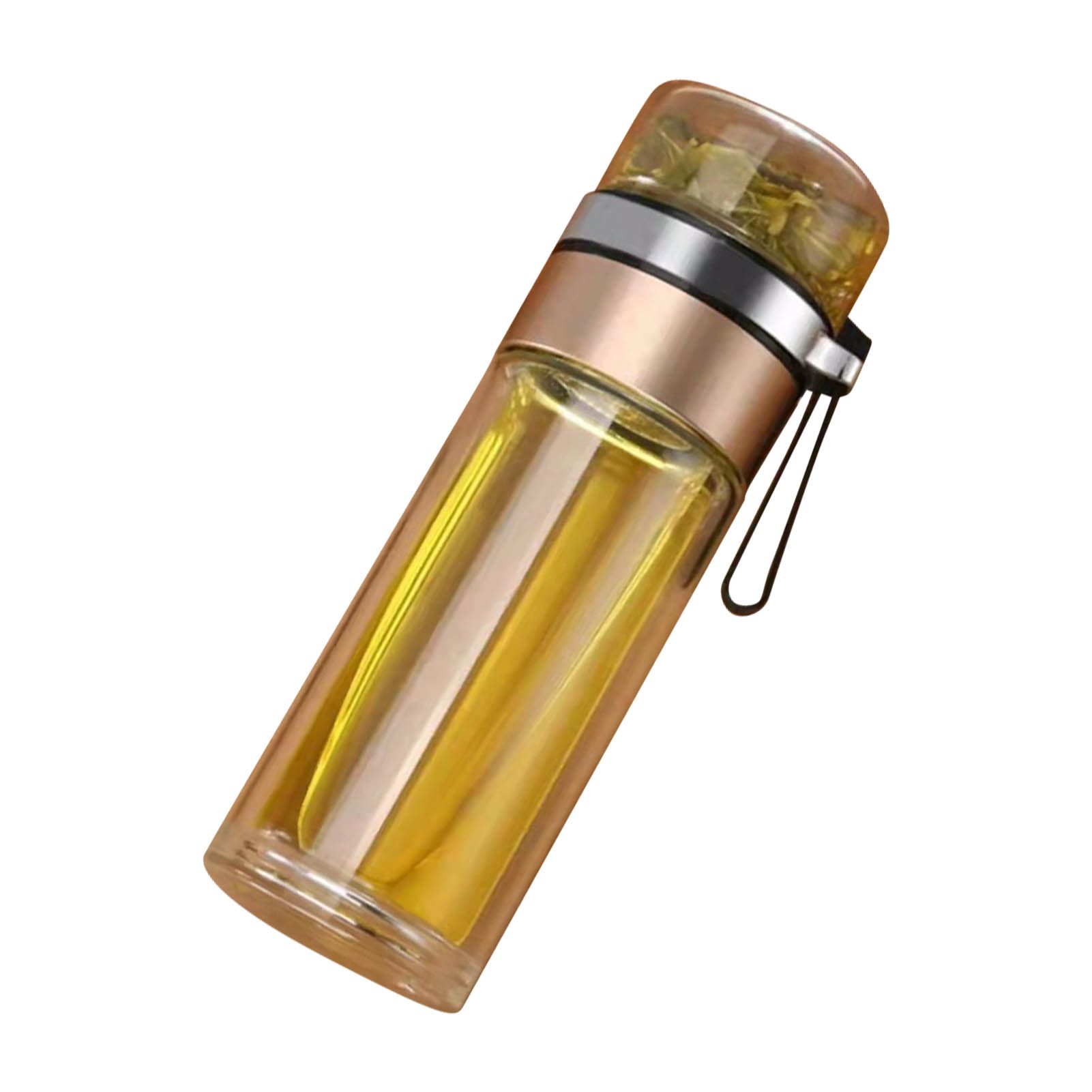 Glass Transparent Tea Bottle Portable Tea Water Bottle Tea and Water Separation Bottle Gold — image 4
