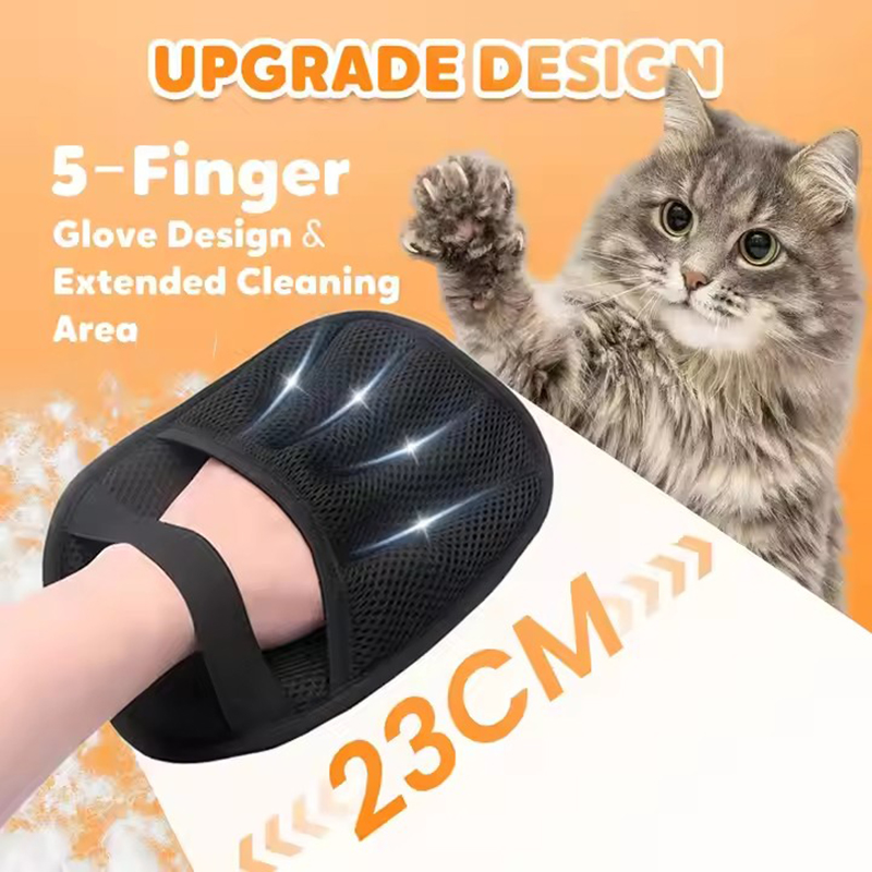 2-Pack Black Pet Hair Removal Gloves – Static Cling Lint Remover for Cats and Dogs, Effective Fur & Dust Cleaner for Furniture, Clothes, and Car Interiors in — image 2