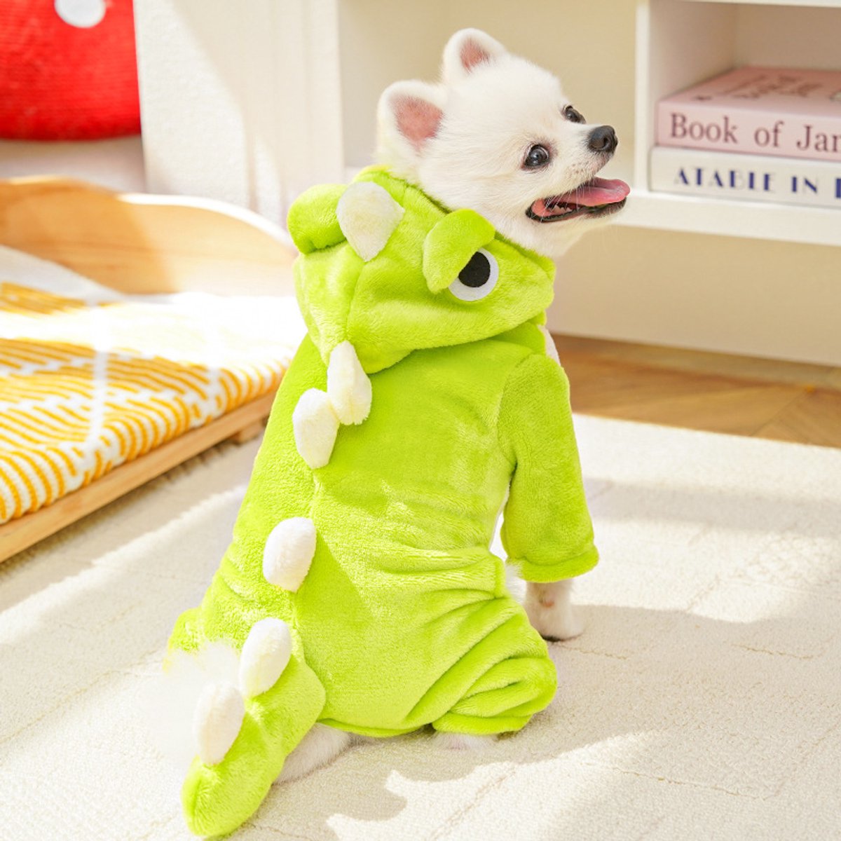 Warm Pet Clothing - Cute Dinosaur Dog Suit - Warm Fleece Pet Clothes for Small Dogs - Green (Size L) โ image 5