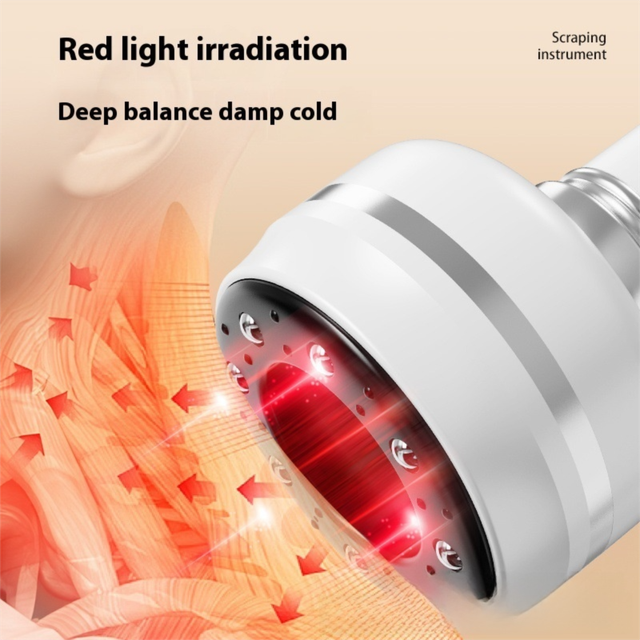 Electric Heated Gua Sha Massager(White 1200mAh) - USB Rechargeable Red Light Cupping Device with 8 Magnetic Rollers, 30-Level Negative Pressure & โ image 4