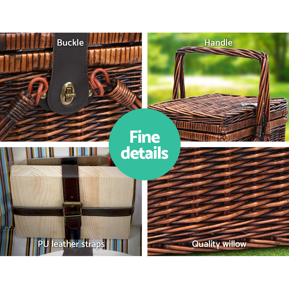 Alfresco 4 Person Picnic Basket Set Deluxe Folding Outdoor Insulated Liquor bag โ image 5