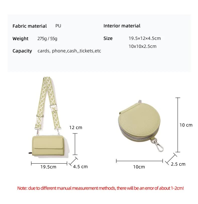 Light Pink 2-piece combination new mobile phone shoulder bag niche design one-shoulder messenger bag mobile phone bag multi-function wide shoulder strap — image 5