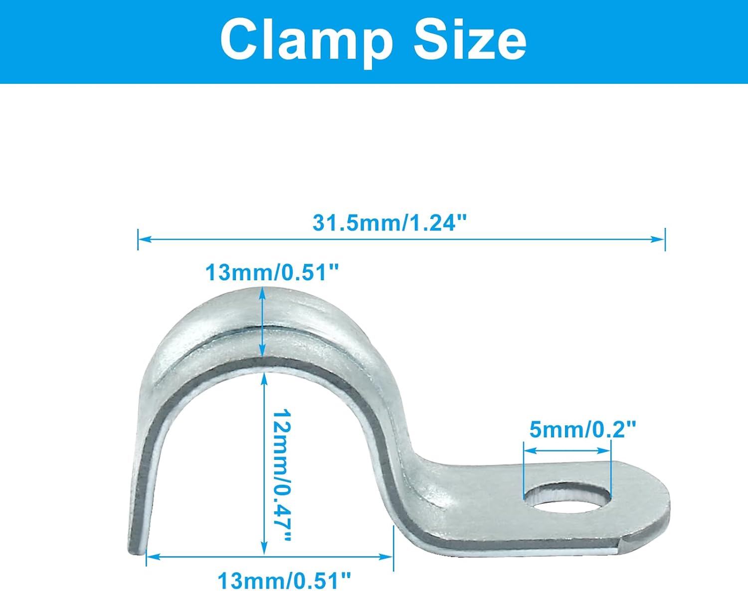 Biaungdo 30 Pcs M12 Rigid Pipe Strap, 1/2 Inch Zinc Plated Steel One Hole Strap Bracket Pipe Clamps Heavy Duty Conduit Clamps Tension Tube Clip Cable Clamp โ image 2