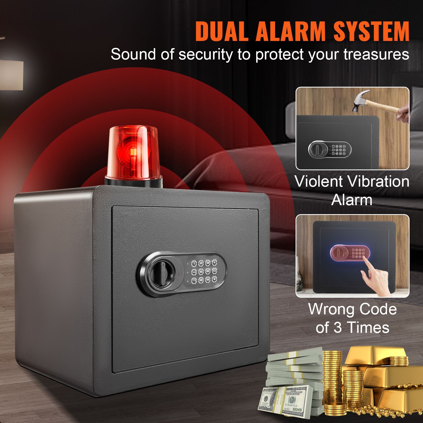 Safe 1.2 Cubic Feet Home Safe Steel for Cash Gold 15.8x11.8x13.8 inch โ image 5