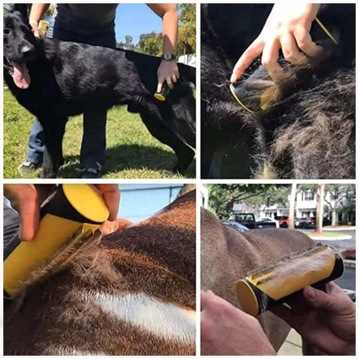 Pet Dog Cat Hair Fur Deshedding Shedding Trimmer Tool Grooming Roll Comb Brush - Yellow โ image 5