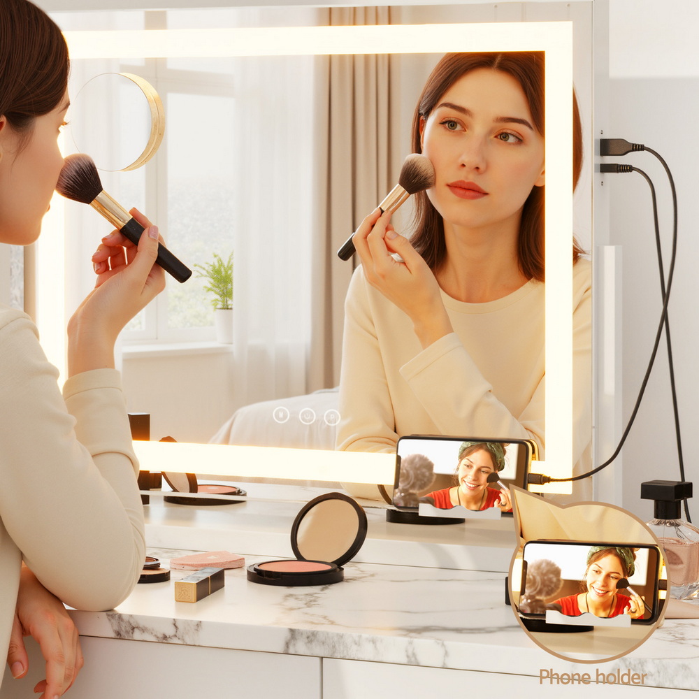 Embellir Makeup Mirror 80x58cm 360~ Rotatable Vanity Mirror with Lights Bright Light Strip Adjustable — image 6
