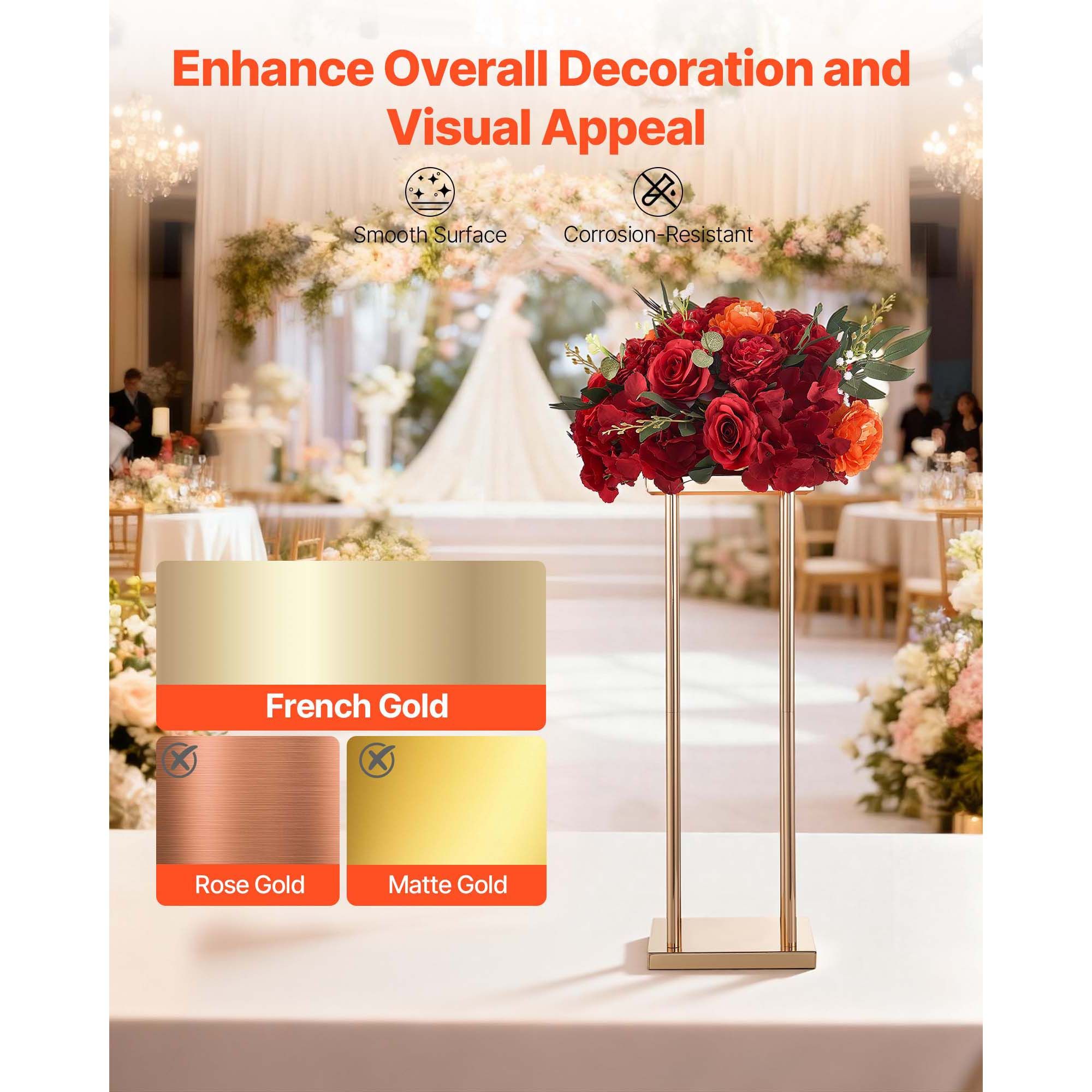 Wedding Flower Stand, 10PCS 60cm Column Flower Stand, Floral Stands with Metal Laminate, Cylindrical Cubic Floral Display Rack for Wedding, Party, Birthday — image 4