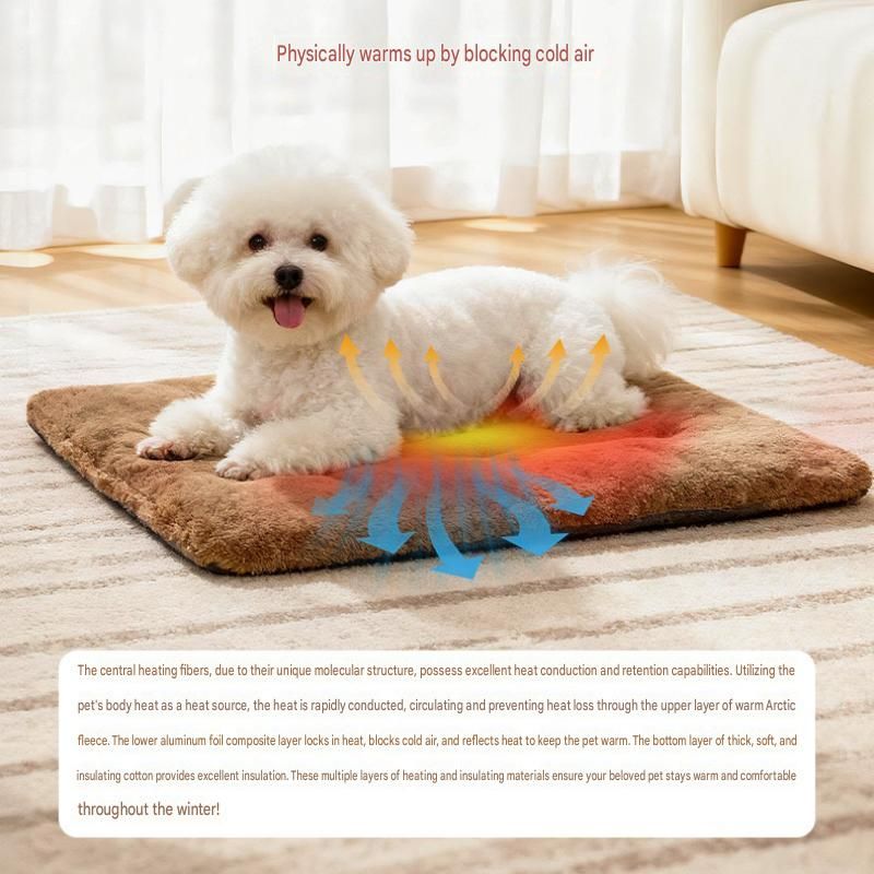 Brown S Size 36x50cm Self Heating Pet Mat - Soft Plush Non-Slip Thermal Bed for Cats and Small Dogs Indoor Crate Car Travel Use — image 6