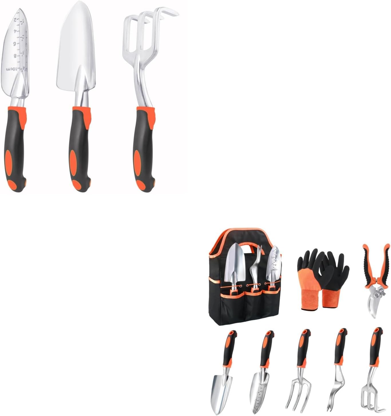Garden Tools Set, 3 Pack Heavy Duty Gardening Tools Set + Garden Tools Set, 8 Piece Gardening Tools Set with Non Slip Ergonomic Handle