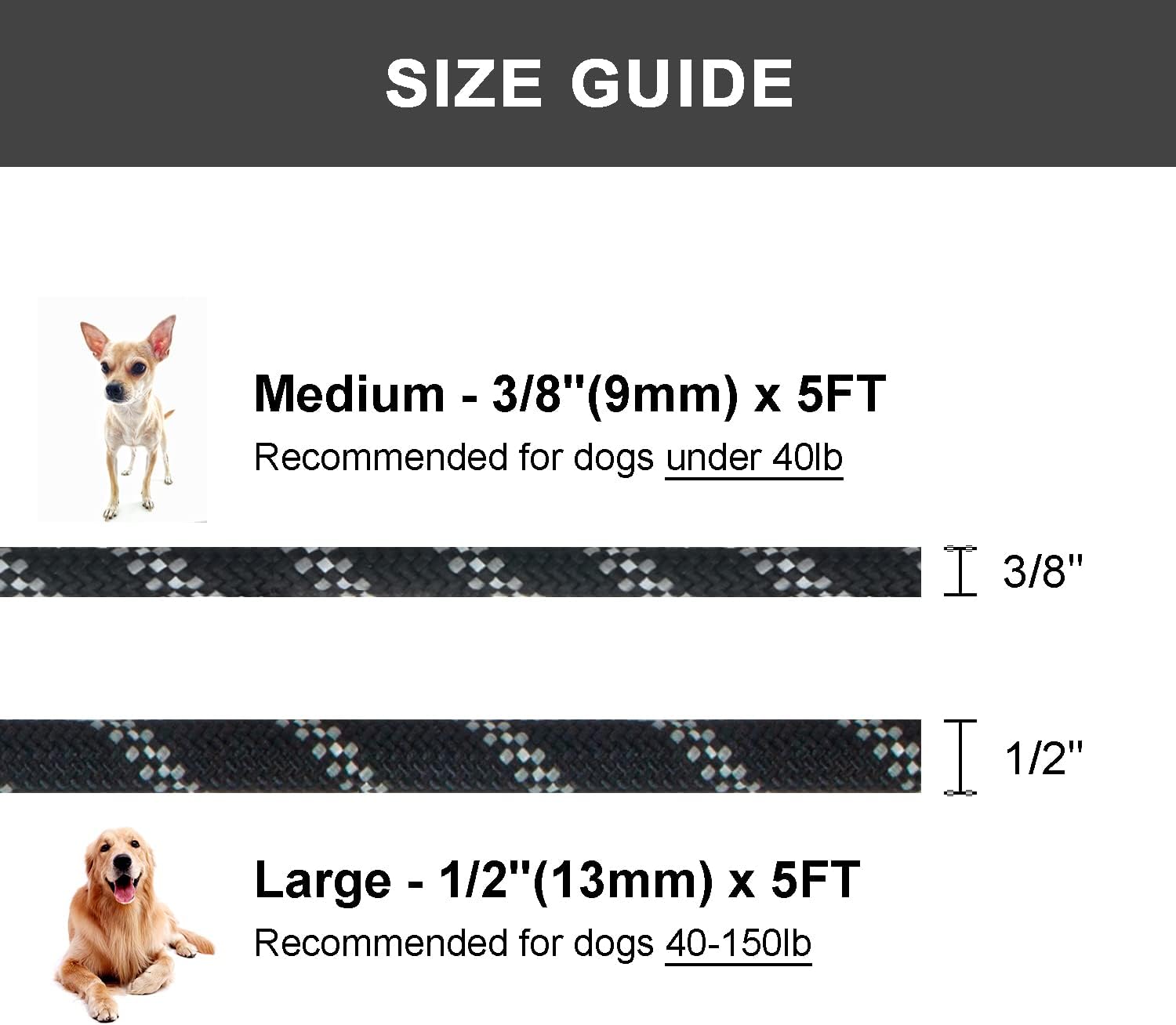 5 FT Slip Lead Dog Leash, Heavy Duty Rope Leash for Small Medium Large Dogs, No Pull Training Lead with Reflective Thread, Strong Comfortable Loop Leash (Black — image 6