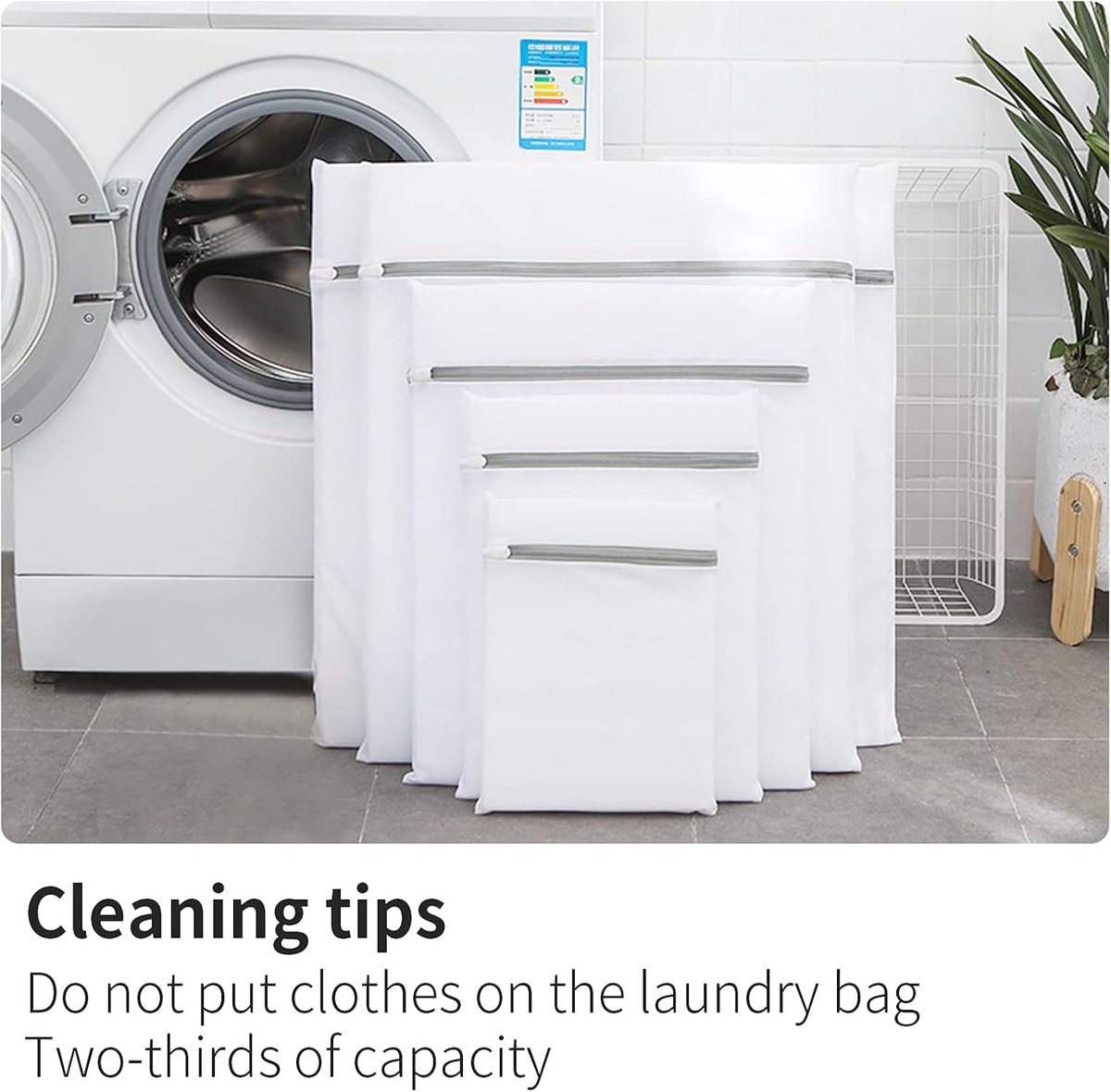Set of 3 Mesh Laundry Bags - Large Bags - Delicate Clothes - Perfect for Washing Machines - Jackets - Jeans - 60 x 60 cm - Household Accessory — image 4
