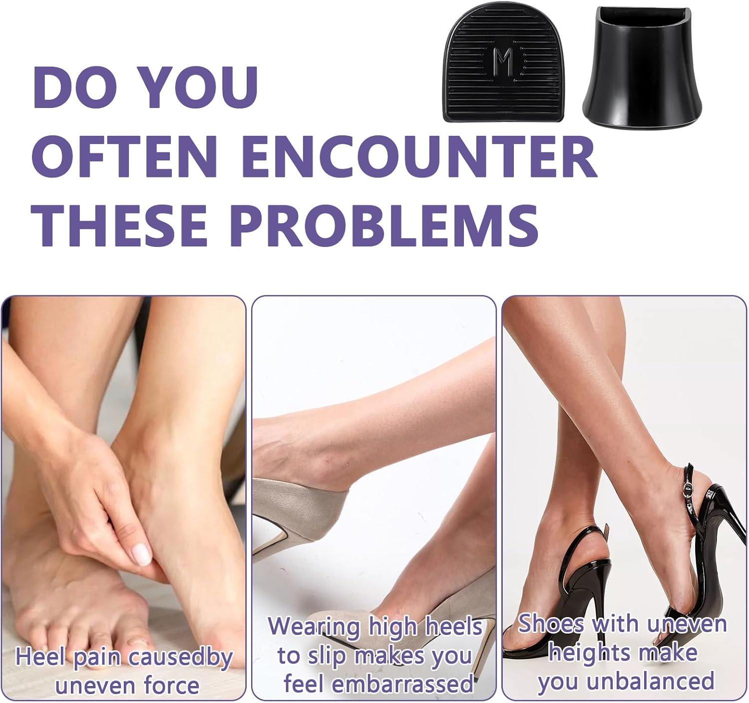 Heel protectors - U-shaped - 4 sizes - Black - 12 pairs - Non-slip - Sound-dampening - Heel protection - Heel protectors - Suitable for stilettos β image 4