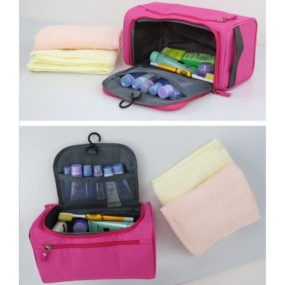 Waterproof makeup bag with 3 compartments and handle, hanging toiletry bag for men and women, Gray — image 5