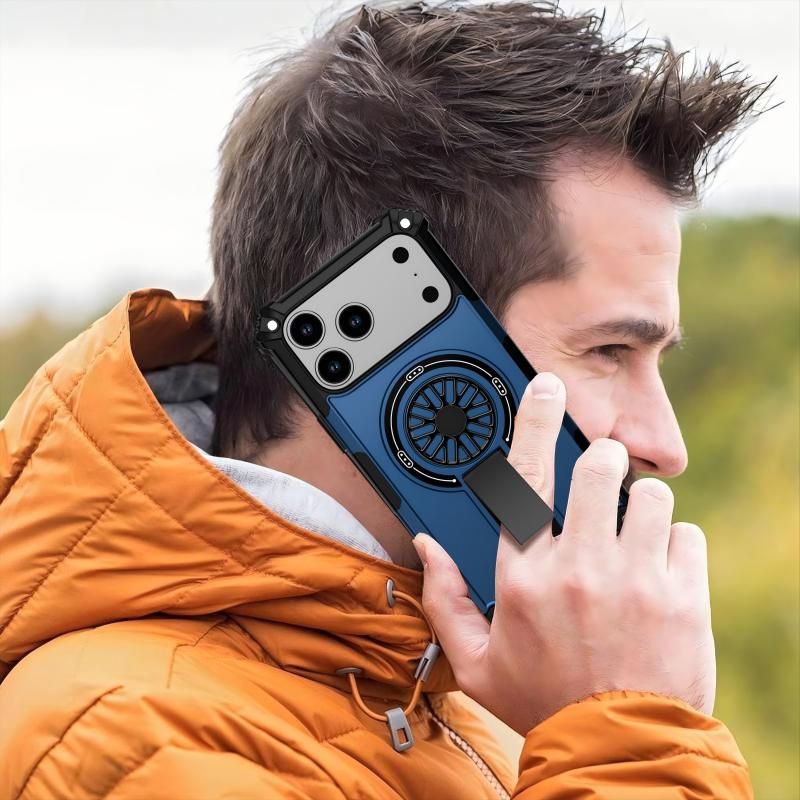 Armor Heavy Duty Magnetic Rotating Ring Kickstand Phone Case For iPhone 17, Anti-Drop Protective Cover In Blue โ image 4