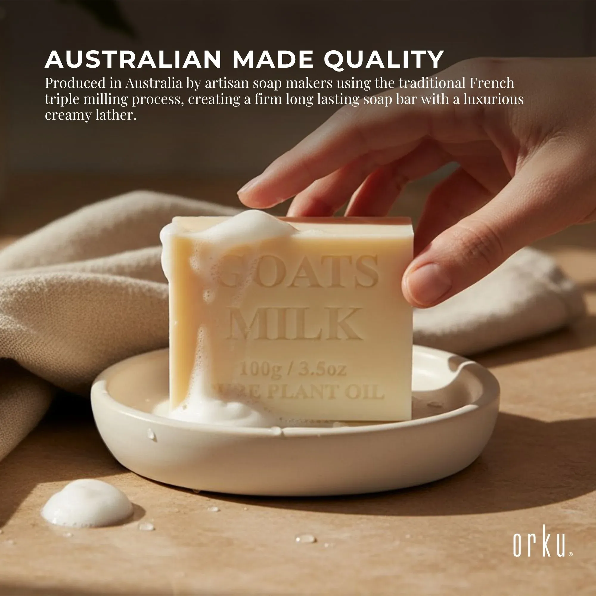 Orku 4 x 100g Goat Milk Soap Bars Natural Creamy Scent Australian Made — image 3