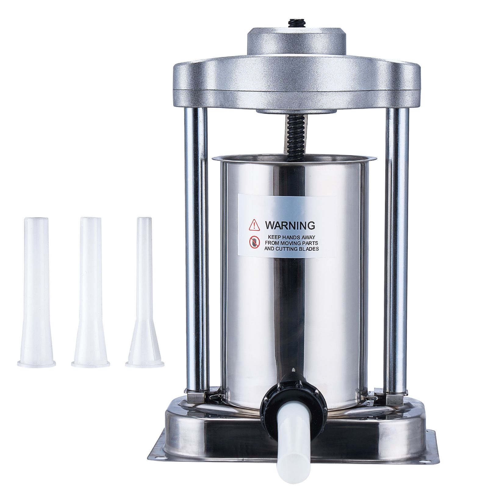 Manual Sausage Stuffer, 2 L / 5 LBS Vertical Sausage Machine with G-type Clamp, Food-Grade 304 Stainless Steel Barrel with 2 Stuffing Tubes, for Home Kitchen