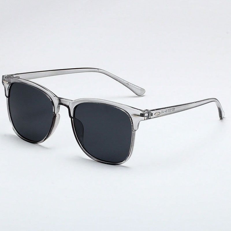 Trendy Full Frame Retro Round Sunglasses, Slimming Stylish Sun Shades for All Occasions, Transparent Grey Frame with Grey Lenses, Christmas & Halloween Fashion