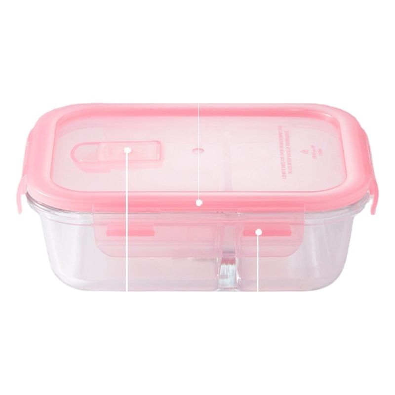 Scybe Heat Resistant Glass Lunch Box Microwave Safe 950ml Molang rectangular pink