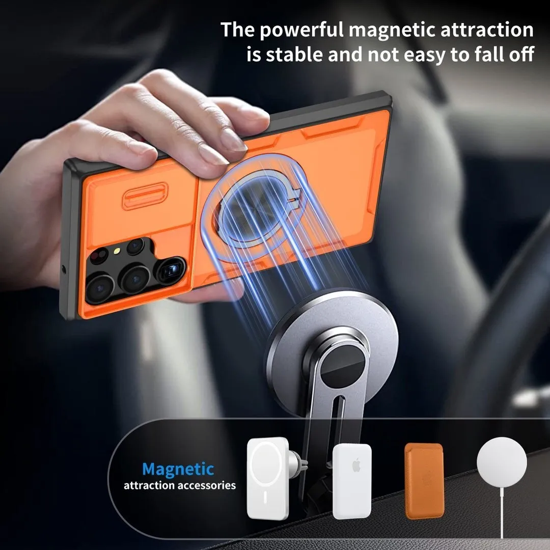 2-in-1 Magnetic Sliding Lens Case, Orange for Samsung S23Ultra — image 4