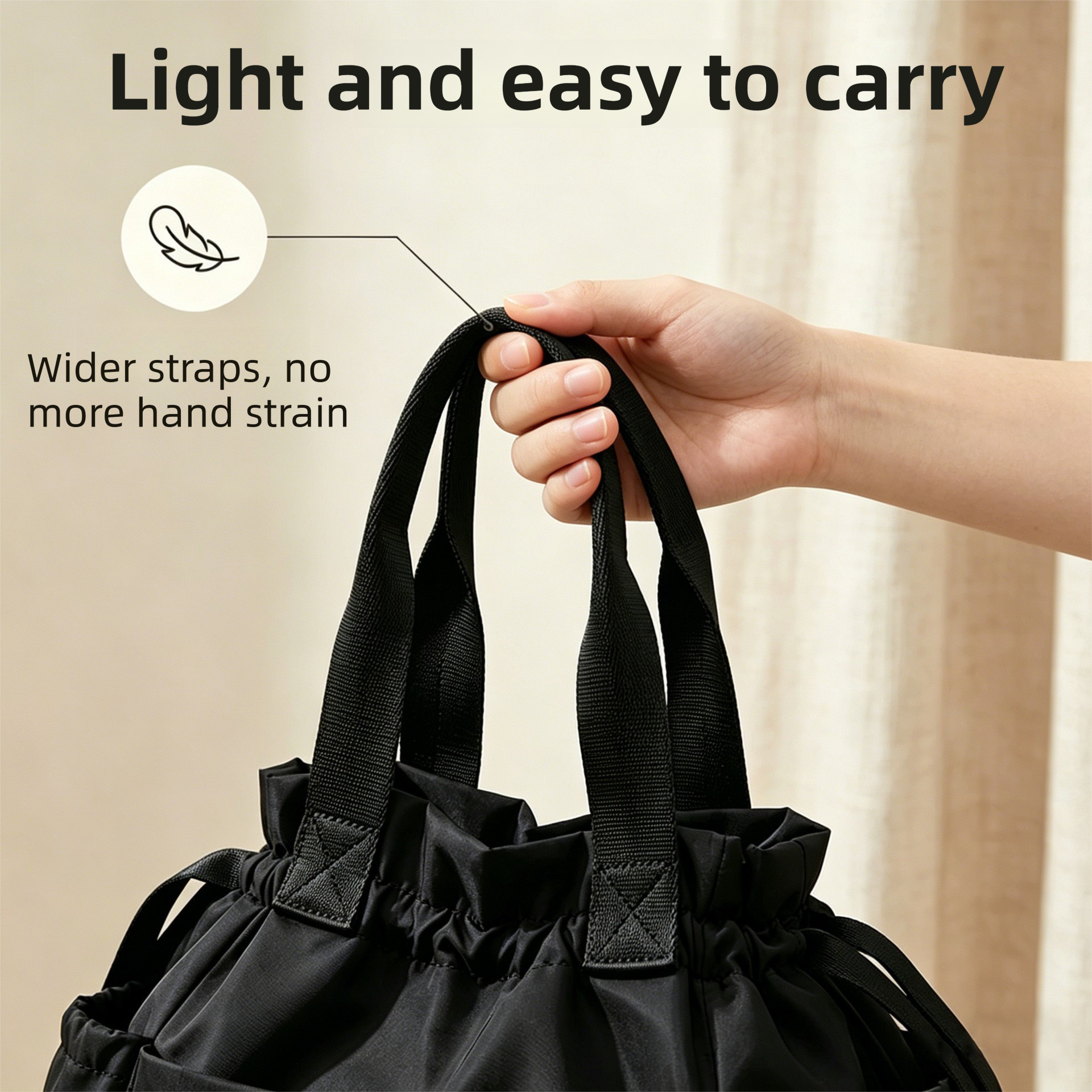 Cartoon Yellow Insulated Lunch Bag for Women Men - Portable Drawstring Tote Lunch Box Bag with Multi Pockets & Stainproof Lining for Work, School — image 4