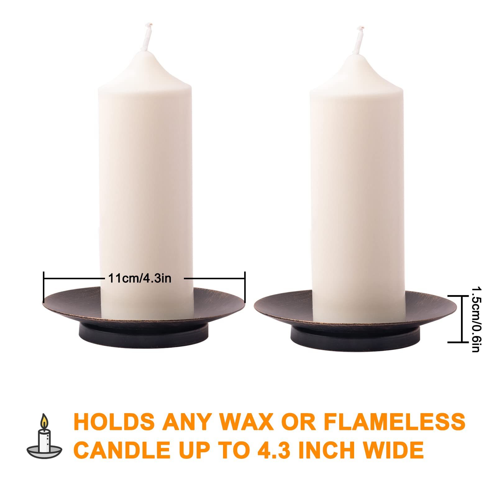 2pcs Black Candle Plate Holder Candle Dish,Small Simple Candle Plates for Pillar Candles,Antique Candle Holder Plate — image 5