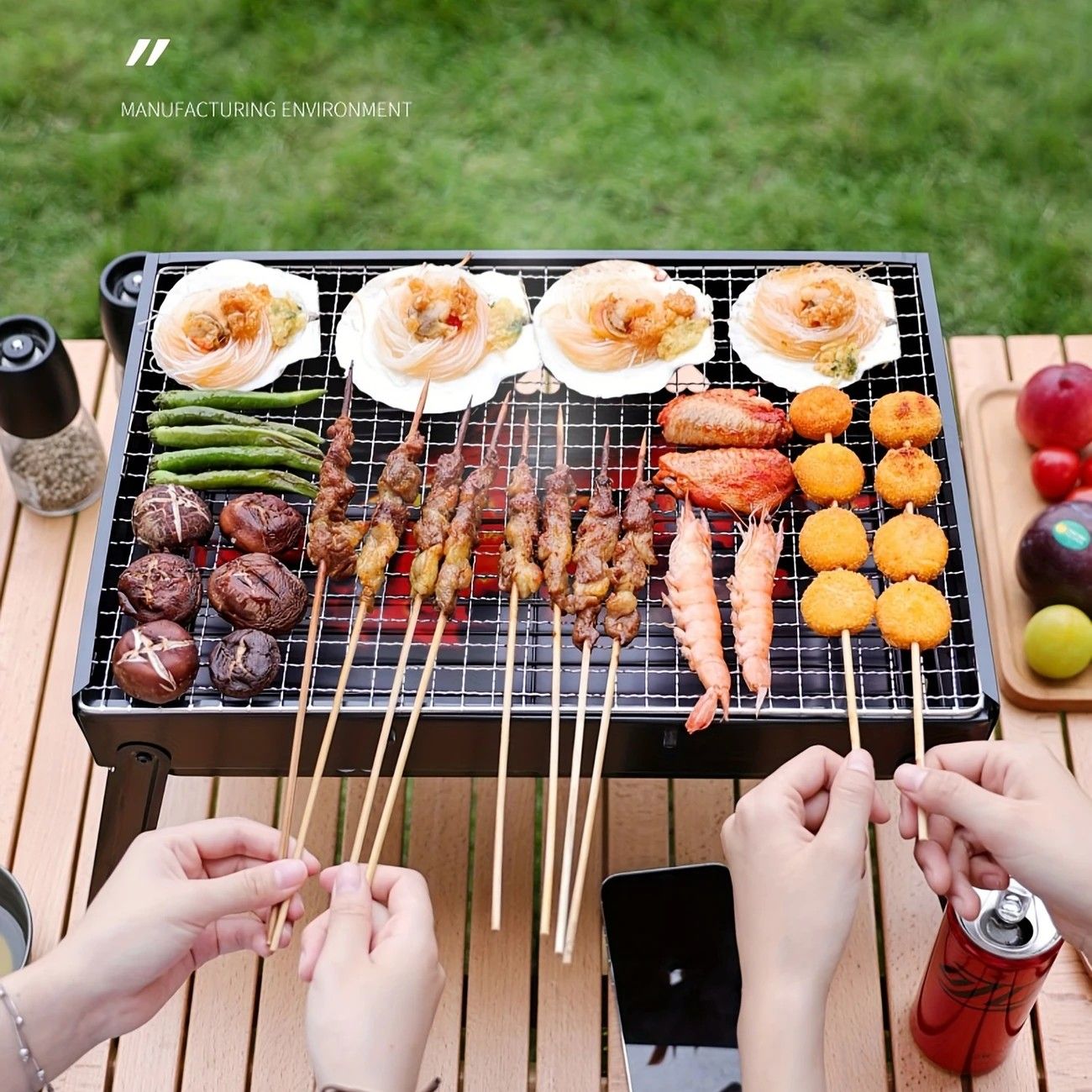 Weekend Essential Portable Foldable BBQ Grill Home & Camping Heavy Duty Steel No Assembly Required(Grand Kurogane.) — image 6