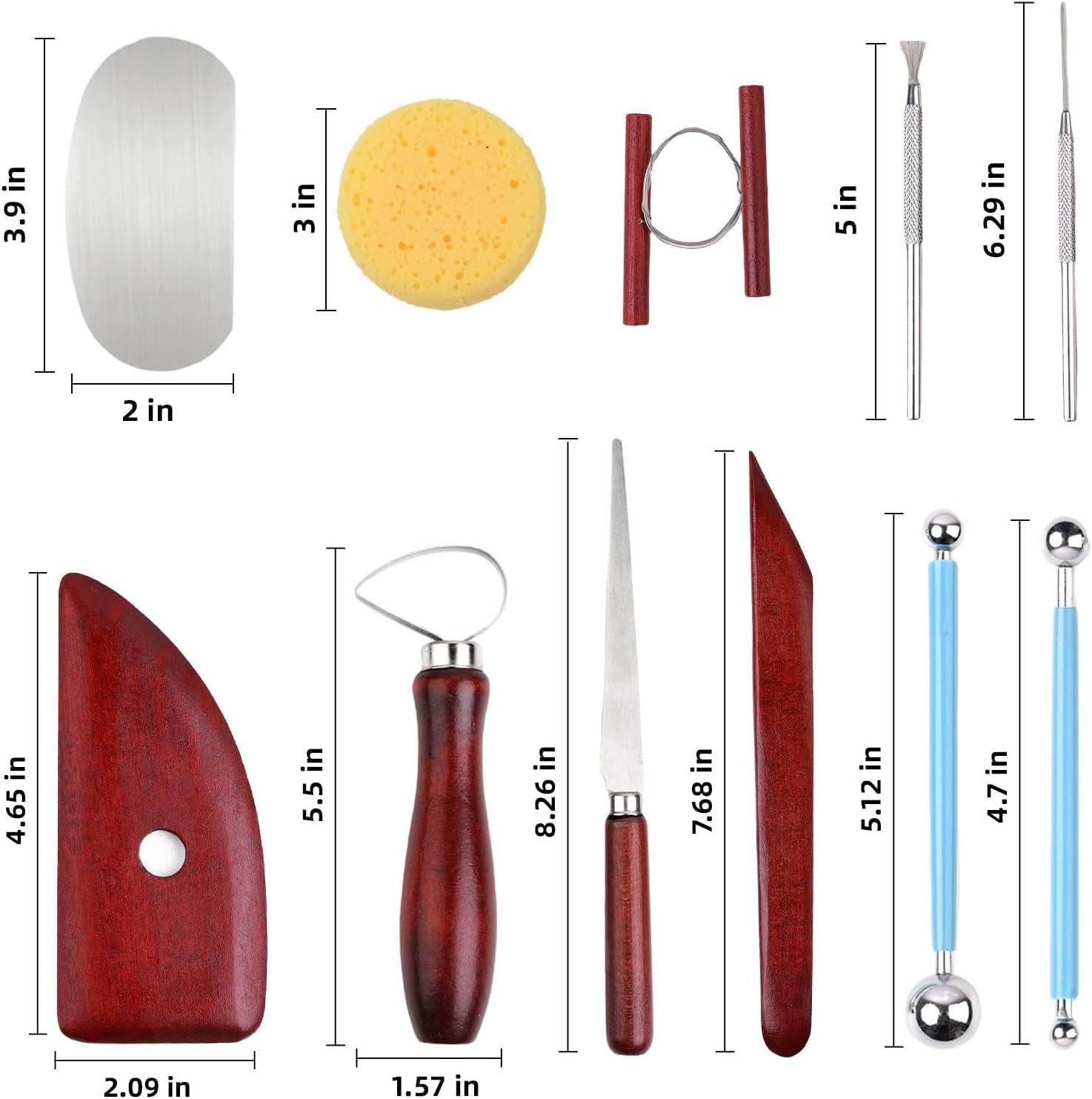 18pcs Clay Sculpting Tools, Basic Polymer Clay Pottery Carving ,Air Dry Clay Tools for Adults with Wooden Handle and Tool Bag — image 4
